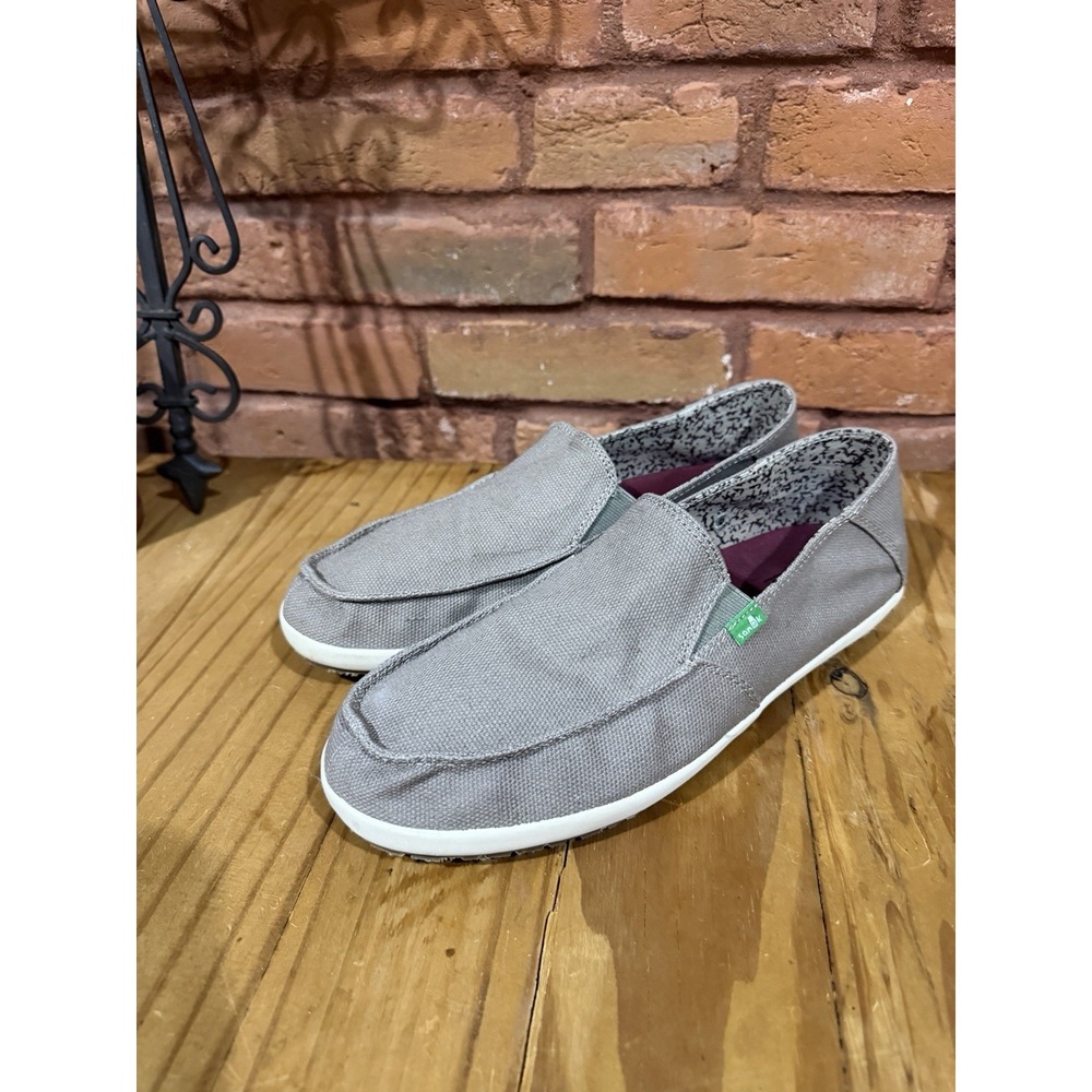 Sanuk Men's 9 Sideline Canvas Light Grey Slip On Shoes Yoga Mat SMF 10510